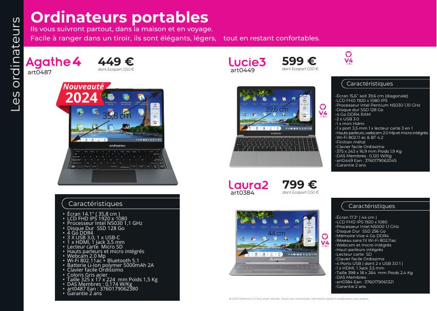 Ordinateurs portables Ordissimo du catalogue 2024