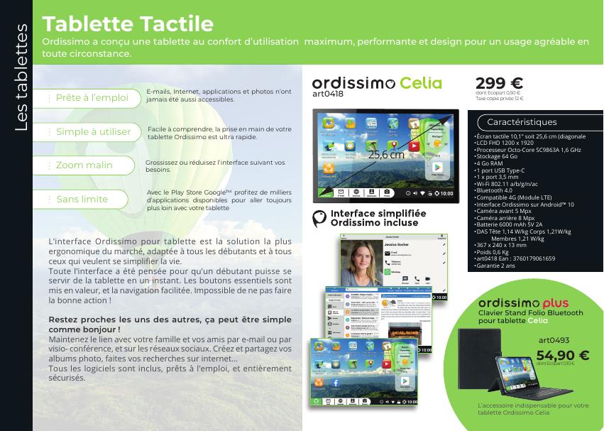 Tablette Celia Ordissimo du catalogue 2024